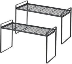 Aksipo 2 Pack Stackable Cabinet Shelf Cupboard Stand Spice Rack Pantry Shelf Kitchen Countertop Organizer Shelf, 13'' Sturdy Metal Frame Rust Resistant Nonslip Milky White -Brabantia Shop 41CSliiYnvS. AC