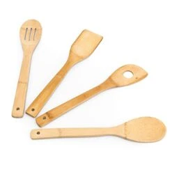 Relaxdays Bamboo Cooking Set With Spoon, Ladle With Hole, Spatula Und Container, Brown -Brabantia Shop 41CW9kFaGQL