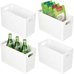 MDesign Plastic Kitchen Organizer - Storage Holder Bin With Handles For Pantry, Cupboard, Cabinet, Fridge/Freezer, Shelves, Counter - Holds Canned Food, Snacks - Ligne Collection - 4 Pack - Clear -Brabantia Shop 41Ci3unHE2L. AC 1