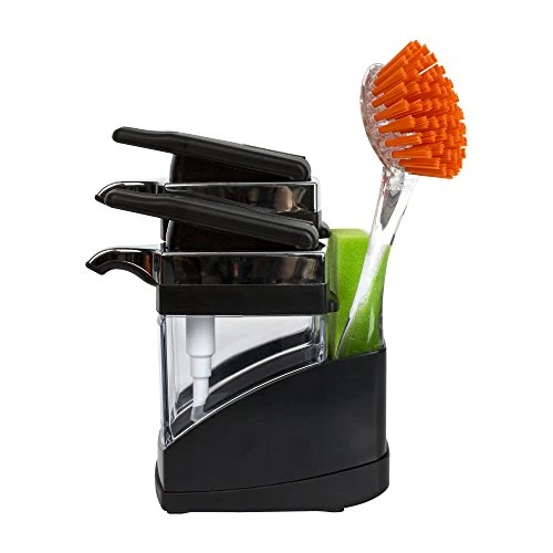 Sink Sider Duo Soap Dispensers With Sponge, Black And Chrome Plating 1 Sink Sider Duo Soap Dispensers With Sponge, Black And Chrome Plating