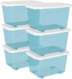 Cetomo 55L*3 Plastic Storage Box,Clear Blue, Tote Box, Organizing Container With Durable Lid And Secure Latching Buckles, Stackable And Nestable, 3Pack, With Buckle -Brabantia Shop 41D2qIkCWQL. AC 1