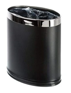 Brelso 'Invisi-Overlap' Metal Trash Can, Open Top Small Office Wastebasket, Oval Shape (Black) -Brabantia Shop 41D666KjpML