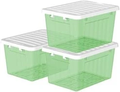 Cetomo 55L*3 Plastic Storage Box,Clear Blue, Tote Box, Organizing Container With Durable Lid And Secure Latching Buckles, Stackable And Nestable, 3Pack, With Buckle -Brabantia Shop 41DOSbFqKLL. AC