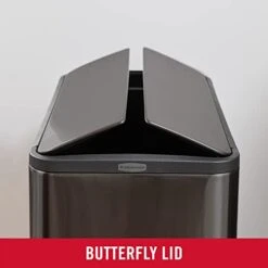 Rubbermaid Elite Stainless Steel Slim Step-On Trash Can, 11.8-Gallon, Charcoal, Fingerprint-Resistant Soft Close Lid, Wastebasket For Home/Kitchen/Bathroom/Office -Brabantia Shop 41Do4I8hhSL