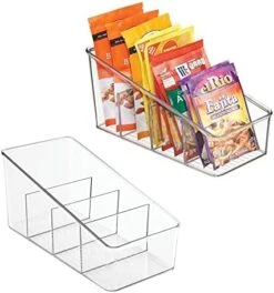 MDesign Large Plastic Food Packet Organizer Caddy, Fridge Or Freezer - Storage For Kitchen, Pantry, Cabinet, Countertop - Spice Pouches, Dressing Mixes, Hot Chocolate, Rice, Seasoning; 2 Pack - Clear -Brabantia Shop 41E HjmyP8L. AC