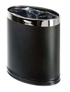 Brelso 'Invisi-Overlap' Metal Trash Can, Open Top Small Office Wastebasket, Oval Shape (Black) -Brabantia Shop 41EQlguxLRL 1