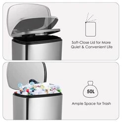 13.2 Gallon(50L) Trash Can, Fingerprint Proof Stainless Steel Kitchen Garbage Can With Removable Inner Bucket And Hinged Lids, Pedal Rubbish Bin For Home Office 13 13.2 Gallon(50L) Trash Can, Fingerprint Proof Stainless Steel Kitchen Garbage Can With Removable Inner Bucket And Hinged Lids, Pedal Rubbish Bin For Home Office -Brabantia Shop 41Ef4zxUHwL