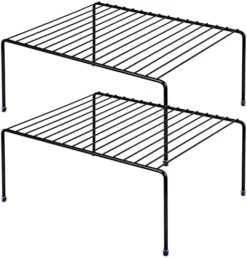 Kitchen Cabinet Storage Shelf Rack/Plastic Feet - (13.1 X 10.2 Inch) - Steel Metal - Rust Resistant Finish - Cups, Dishes, Cabinet & Pantry Organization (4, Black) -Brabantia Shop 41ElTpWOveL. AC