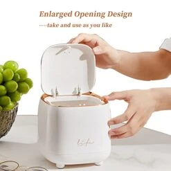 Mini Countertop Trash Can With 5 Rolls Of Trash Bags, Waste Can With Press Type Lid, 0.5 Gallon/1.5 Liter Wastebasket Trash Can Dispenser, Mini Bin For Bathroom Vanity,Coffee Table (White) -Brabantia Shop 41FABURCUiL