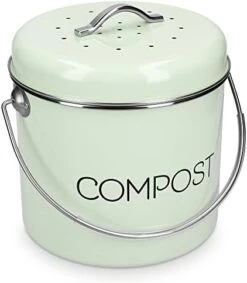 Navaris Compost Bin For Kitchen Counter - 0.8 Gallon (3L) Metal Countertop Indoor Composter Bucket With Charcoal Filters And Lid - Cream, Size Small -Brabantia Shop 41Fr0vEljWL. AC
