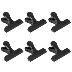 Chip Bag Clips Large Black Stainless Steel Air Tight Bag Clip Perfect For Kitchen &Office (Black)