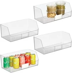 Wide Plastic Kitchen Food Storage Organizer Bin Basket With Open Front And Built-In Label Holder For Cabinets, Pantry - 12 Inch Width - 4 Pack - Clear -Brabantia Shop 41GEXjgERL. AC