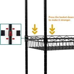 REGILLER 4-Tier Metal Wire Storage Shelving Rack With Baskets, Adjustable Corner Shelf Organizer For Laundry Bathroom Kitchen Pantry Closet Garage Tool Storage(Black) -Brabantia Shop 41HD4ScOIZL