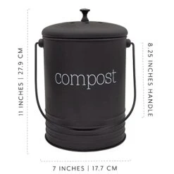 AuldHome Black Enamelware Compost Bin, Farmhouse Compost Can Set With Lid And Charcoal Filters, 1.3 Gallon -Brabantia Shop 41HYaeWOIpL