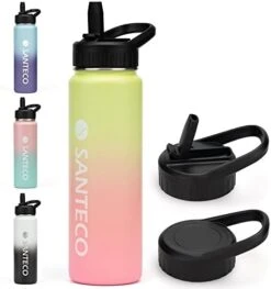 SANTECO Water Bottle 24 Oz, Vacuum Insulated Stainless Steel Bottle With Straw Handle Lid, Leakproof Bottles, Wide Mouth Easy Clean, Keep Drinks Hot & Cold For Gym, Camping, Hiking, Blue Purple -Brabantia Shop 41Hyh0sT8rL. AC