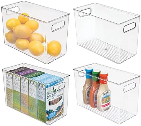 Plastic Storage Organizer Container Bin For Kitchen Organization In Pantry, Cabinet, Countertop Fridge, Refrigerator, And Freezer - Hold Food, Drink, Or Snacks, Ligne Collection, 4 Pack, Clear 10 Plastic Storage Organizer Container Bin For Kitchen Organization In Pantry, Cabinet, Countertop Fridge, Refrigerator, And Freezer - Hold Food, Drink, Or Snacks, Ligne Collection, 4 Pack, Clear - Image 10