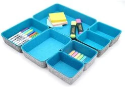 Welaxy Drawer Organizers Bins Felt Storage Bin Office Organizer Shallow Small Desk Organizer Trays Draw Dividers 7-piece (Turquoise) -Brabantia Shop 41IUvl54fdL. AC