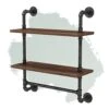 MCleanPin Industrial Pipe Shelves Wall Mount Bathroom Shelf With Towel Bar Floating Shelf 2-Tiers 24 In, DIY Open Bookshelves,Metal Towel Rack Bookcase, Real Wood Storage Shelving