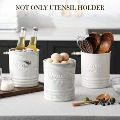 MALACASA Kitchen Utensil Holder, 7.2'' Large Cooking Utensils Holder For Kitchen Counter, Ceramic Utensil Crocks Utensil Organizer For Countertop, Farmhouse Kitchen Decor, Series REG -Brabantia Shop 41IxA4mfkJL