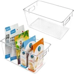 Clear Plastic Pantry Organizer Bins, 6 PCS Food Storage Bins With Handle For Refrigerator, Fridge, Cabinet, Kitchen, Countertops, Cupboard, Freezer Organization And Storage, BPA Free, Medium -Brabantia Shop 41JLgZ4O9ZL. AC