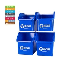 Recycling Rules 6 Gallon Stackable Recycling Bin Container In Blue, Eco-Friendly BPA-Free Handy Recycler With Handle, 4-Pack 15 Recycling Rules 6 Gallon Stackable Recycling Bin Container In Blue, Eco-Friendly BPA-Free Handy Recycler With Handle, 4-Pack -Brabantia Shop 41KTqC5XqSL