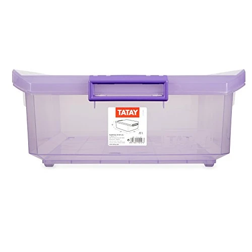 Tatay Storage Box With Lid, Under Bed, 32 Capacity, With Handles, Polypropylene, BPA Free, Plum. Dimension 40 X 57 X 18 Cm 1 Tatay Storage Box With Lid, Under Bed, 32 Capacity, With Handles, Polypropylene, BPA Free, Plum. Dimension 40 X 57 X 18 Cm