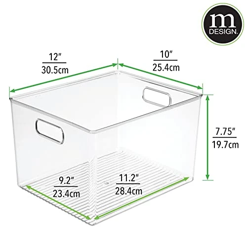 Plastic Storage Organizer Container Bin For Kitchen Organization In Pantry, Cabinet, Countertop Fridge, Refrigerator, And Freezer - Hold Food, Drink, Or Snacks, Ligne Collection, 4 Pack, Clear 4 Plastic Storage Organizer Container Bin For Kitchen Organization In Pantry, Cabinet, Countertop Fridge, Refrigerator, And Freezer - Hold Food, Drink, Or Snacks, Ligne Collection, 4 Pack, Clear - Image 4