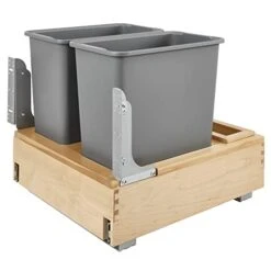 Rev-A-Shelf 4WCBM-2430DM-2 Double 30-Quart Maple Bottom Mount Kitchen Pullout Trash Can Waste Container With Soft Open & Close Slide System, Silver -Brabantia Shop 41KhguZdqxL 1