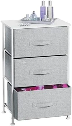 MDesign Steel Top And Frame Storage Dresser Tower Unit With 3 Removable Fabric Drawers For Bedroom, Living Room, Or Bathroom - Holds Clothes, Accessories, Lido Collection - Charcoal Gray -Brabantia Shop 41Laolo2RgL. AC