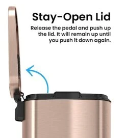 ITouchless SoftStep 13.2 Gallon Kitchen Step Trash Can With Odor Filter, 50 Liter Rose Gold Stainless Steel Pedal Garbage Bin For Home, Office, Business, Silent And Gentle Lid Open And Close, 13 Gal -Brabantia Shop 41Lb9WfIqML