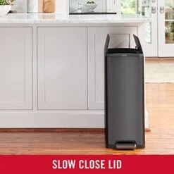 Rubbermaid Elite Stainless Steel Slim Step-On Trash Can, 11.8-Gallon, Charcoal, Fingerprint-Resistant Soft Close Lid, Wastebasket For Home/Kitchen/Bathroom/Office -Brabantia Shop 41LgE4oAoNL