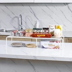 WIRESPIRIT - Expandable Shelf Organizer (2 Pieces) For Countertop, Cupboard, Cabinet, Pantry - Adjustable Kitchen Organization Shelf Rack - White 7 WIRESPIRIT - Expandable Shelf Organizer (2 Pieces) For Countertop, Cupboard, Cabinet, Pantry - Adjustable Kitchen Organization Shelf Rack - White -Brabantia Shop 41LsKcqAPBL