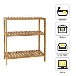 Kinsuite 3-Tier Bamboo Shelf Plant Flower Stand Storage Rack Bathroom Kitchen Living Room Holder -Brabantia Shop 41M4kLm4kpL