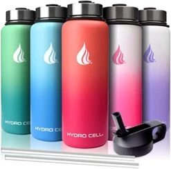 HYDRO CELL Stainless Steel Insulated Water Bottle With Straw - For Cold & Hot Drinks - Metal Vacuum Flask With Screw Cap And Modern Leakproof Sport Thermos For Kids & Adults (Mint/Green 24oz) -Brabantia Shop 41MKBBYpCoL. AC 1