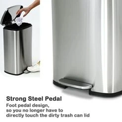 50 Liter / 13 Gallon Kitchen Trash Can With Lid, Stainless Steel Trash Can With Foot Pedal And Inner Bucket, Fingerprint-Resistant Soft Close Lid Garbage Can, Odor Proof And Hygienic, Stainless Steel -Brabantia Shop 41Mf3lUjd7L