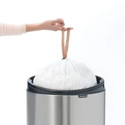 Brabantia 10.6 Gal Kitchen Touch Trash Can New (Brilliant Steel) Removable Lid, Soft-Touch Open, Garbage Can + Bags -Brabantia Shop 41Mj29n0NZL