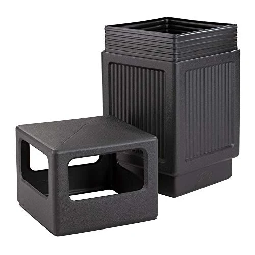 Safco Products Canmeleon Outdoor/Indoor Recessed Panel Trash/Garbage Can 9476BL; Black; Decorative Fluted Panels; 38-Gallon Capacity 5 Safco Products Canmeleon Outdoor/Indoor Recessed Panel Trash/Garbage Can 9476BL; Black; Decorative Fluted Panels; 38-Gallon Capacity - Image 5