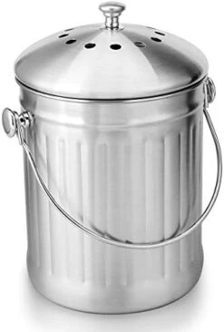 ENLOY Compost Bin, Stainless Steel Indoor Compost Bucket For Kitchen Countertop Odorless Compost Pail For Kitchen Food Waste With Carrying Handle 1.3 Gallon Easy To Clean -Brabantia Shop 41NIMU9BvL. AC