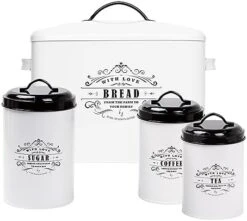 Extra Large White Farmhouse Bread Box For Kitchen Countertop - Holds 2+ Loaves For All Your Bread Storage - Bread Container Counter Organizer To Suit Farmhouse Kitchen Decor, Vintage Kitchen, Rustic -Brabantia Shop 41NS0V2znrL. AC