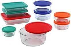 Pyrex Meal Prep Simply Store Glass Rectangular And Round Food Container Set (18-Piece, BPA-free), Multicolor -Brabantia Shop 41NcircAl7L. AC