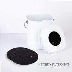 NALATI 1.3 Gal Compost Bin With Lid For Kitchen Countertop, Rust Proof Composter Indoor, Non Smell Filters (White) -Brabantia Shop 41Nj7njWEjL