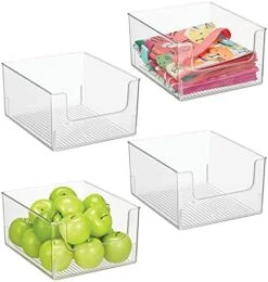 MDesign Modern Plastic Open Front Dip Storage Organizer Bin Basket For Kitchen Organization - Shelf, Cubby, Cabinet, Cupboard, And Pantry Organizing Decor - Ligne Collection - 4 Pack - Clear -Brabantia Shop 41O86tAt2eL. AC