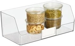 Wide Plastic Kitchen Food Storage Organizer Bin Basket With Open Front And Built-In Label Holder For Cabinets, Pantry - 12 Inch Width - 4 Pack - Clear -Brabantia Shop 41OW4r7xWxL. AC