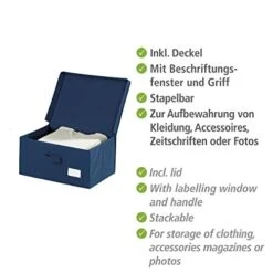 WENKO Storage Box Air L-Breathable Fleece, 44 X 19 X 33 Cm, Blue -Brabantia Shop 41Oc87SRUzL