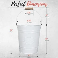 Autumn Alley Farmhouse Bathroom Trash Can - White Trash Can Bucket With Wooden Handle For Rustic Bathroom, Farmhouse Kitchen, Country Home Décor, 7 Liter, White -Brabantia Shop 41OlmrhRTRL