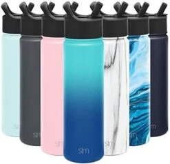 Simple Modern Water Bottle With Straw Lid Vacuum Insulated Stainless Steel Metal Thermos Bottles | Reusable Leak Proof BPA-Free Flask For Gym, Sports| Summit Collection | 22oz, Botanical Rainbow -Brabantia Shop 41OxQUqtcL. AC