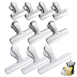 10 Pcs Stainless Steel Chip Bag Clips, CNYMANY 3 Sizes 4.7" 3" 1.6" Heavy Duty Air Tight Seal Grip Coffee Food Bag Clamps For Office Kitchen Home Use
