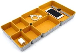 Welaxy Drawer Organizers Bins Felt Storage Bin Office Organizer Shallow Small Desk Organizer Trays Draw Dividers 7-piece (Turquoise) -Brabantia Shop 41PSO0qQJtL. AC