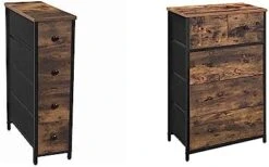 SONGMICS Narrow Dresser, Vertical Storage Unit With 4 Fabric Drawers, For Small Spaces And Gaps, Metal Frame, Slim Storage Tower, For Living Room, Laundry, Closet, Rustic Brown And Black ULGS041B01 -Brabantia Shop 41PpYNm6T8L. AC