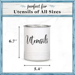 Home Acre Designs Kitchen Utensil Holder Utensil Crocks Countertop Organizer Vintage Farmhouse Kitchen Decor Caddy For Utensils, Utensil Holder Stainless Steel Rim White -Brabantia Shop 41PsC4sGpoL